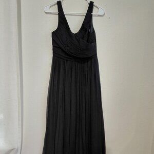 J Crew Women Black Silk Chiffon Maxi Dress Sleeveless 6P Formal Bridal Black Tie